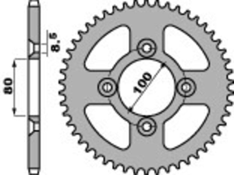 EK kettingkit 428 SHDR 14/38 – 118 schakels, PBR stalen achtertandwiel