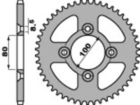 EK kettingkit 428 SHDR 14/38 – 118 schakels, PBR stalen achtertandwiel