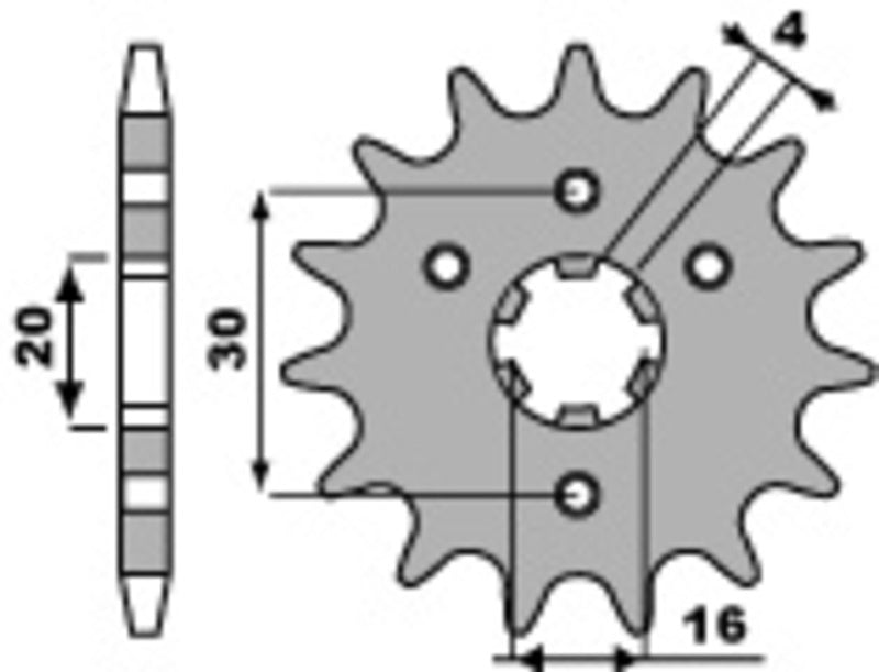 EK kettingkit 428 DEH 14/48 – 124 schakels, PBR stalen achtertandwiel