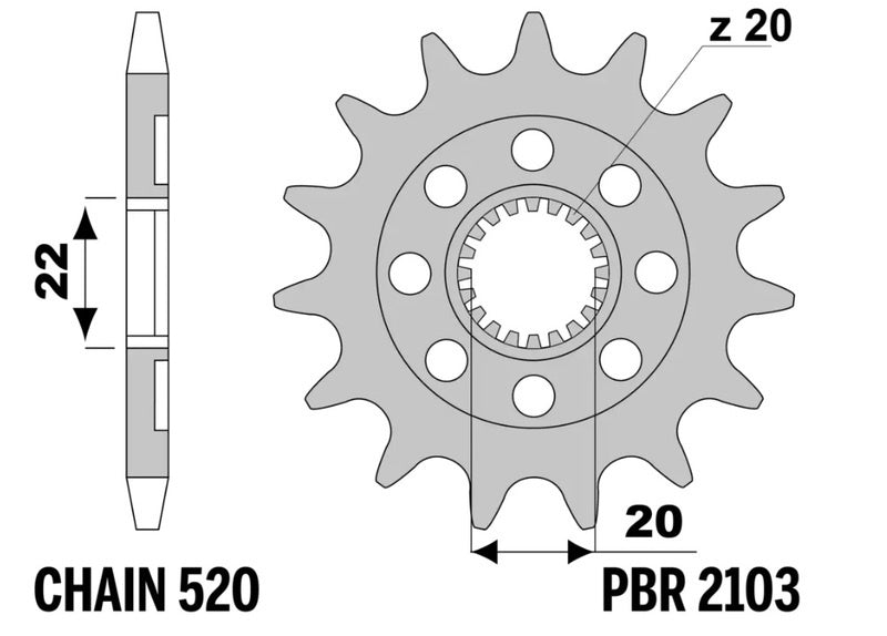 EK kettingkit 520 MRD7 13/51 – 114 schakels, PBR aluminium achtertandwiel – art. 3066045