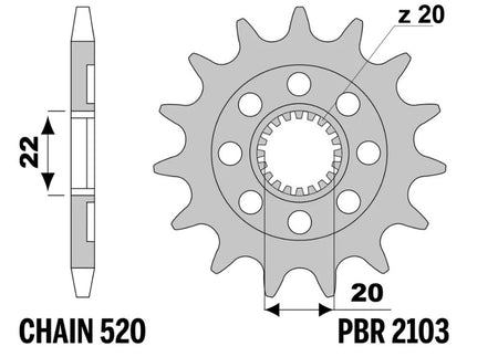 EK kettingkit 520 M3 13/51 – 114 schakels, PBR aluminium achtertandwiel – art. 3066046