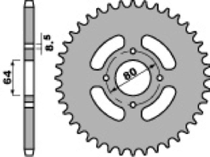 EK kettingkit 428 SHDR 14/45 – 118 schakels, PBR stalen achtertandwiel