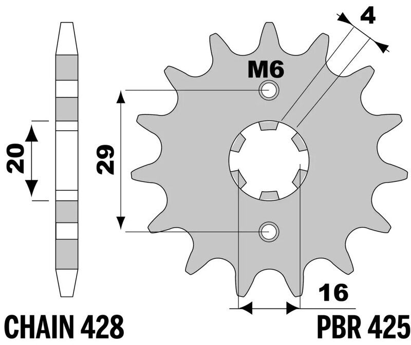 EK kettingkit 428 ZVX 15/41 – 124 schakels, PBR stalen achtertandwiel – art. 3066142