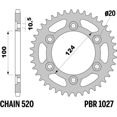EK kettingkit 520 SRX2 15/43 – 100 schakels, PBR stalen achtertandwiel