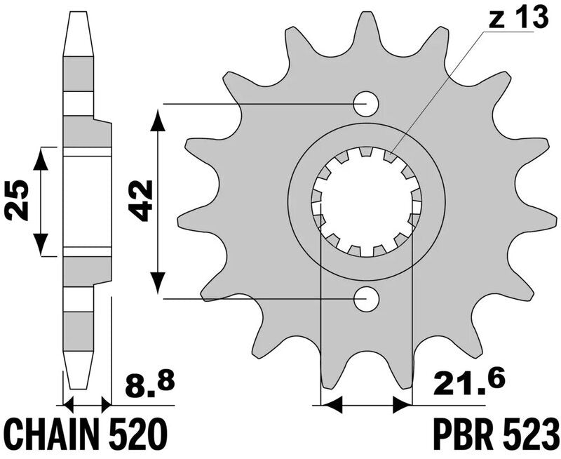 EK kettingkit 520 SRX2 14/42 – 106 schakels, PBR stalen achtertandwiel – art. 3066185