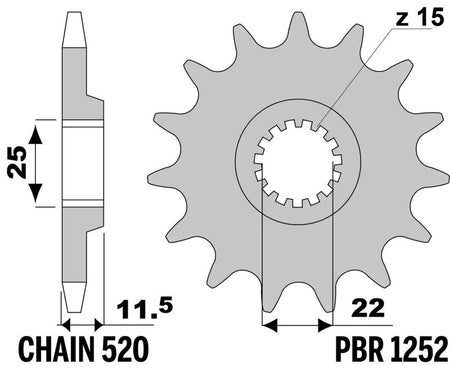 EK kettingkit 520 ZVX3 16/40 – 114 schakels, PBR stalen achtertandwiel – art. 3066241