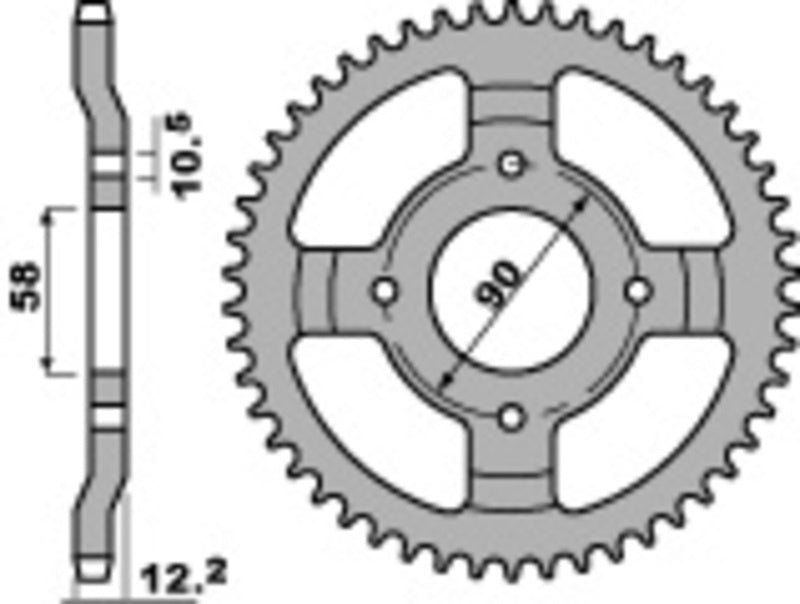 EK kettingkit 428 ZVX 16/50 – 128 schakels, PBR stalen achtertandwiel