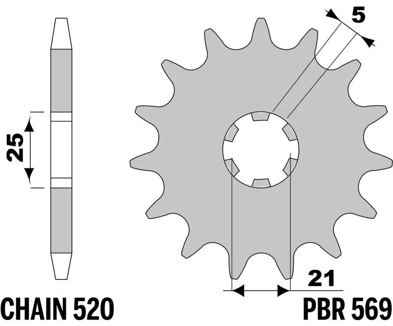 EK kettingkit 520 SRX2 17/43 – 102 schakels, PBR stalen achtertandwiel – art. 3066454
