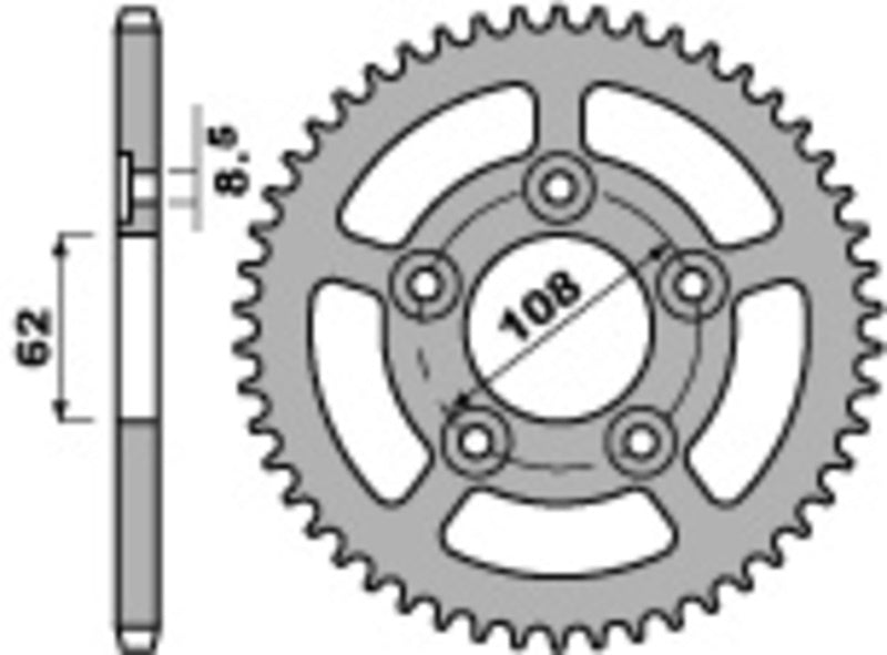 EK kettingkit 520 SRX2 17/40 – 106 schakels, PBR stalen achtertandwiel – art. 3066464