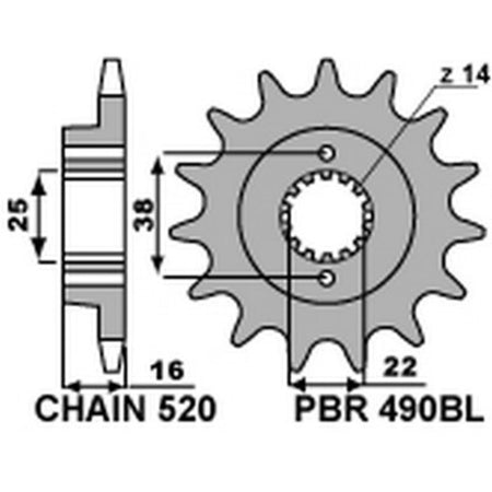 EK kettingkit 520 ZVX3 15/37 – 98 schakels, PBR stalen achtertandwiel – art. 3066533