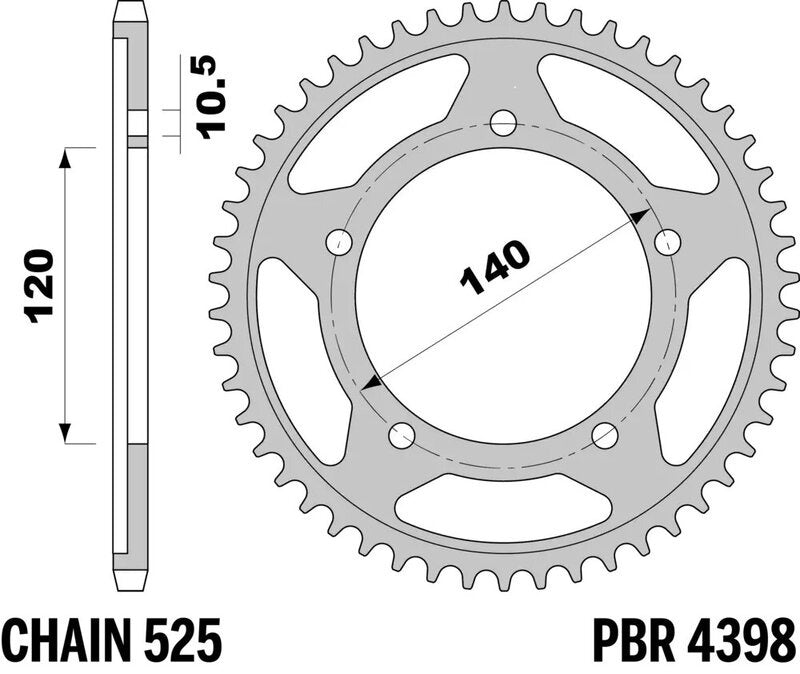 EK kettingkit 525 SRX2 15/42 – 112 schakels, PBR stalen achtertandwiel – art. 3066666