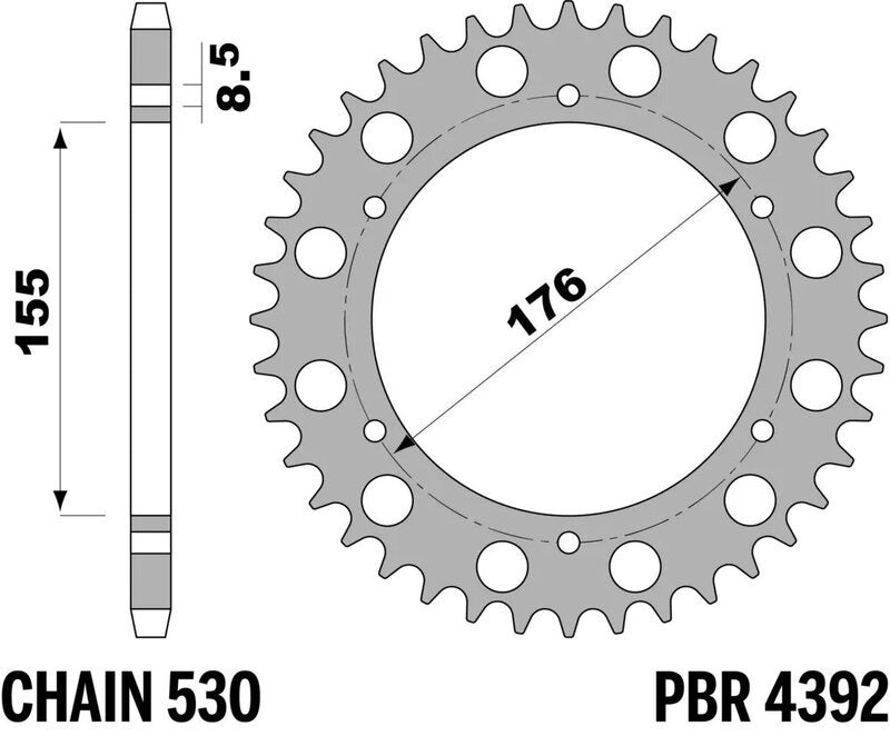 EK kettingkit 530 SRX2 18/42 – 106 schakels, PBR stalen achtertandwiel – art. 3066690