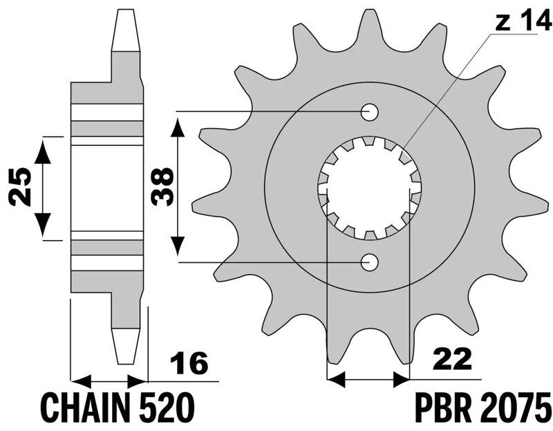EK kettingkit 520 SRX2 15/46 – 104 schakels, PBR aluminium achtertandwiel – art. 3066768