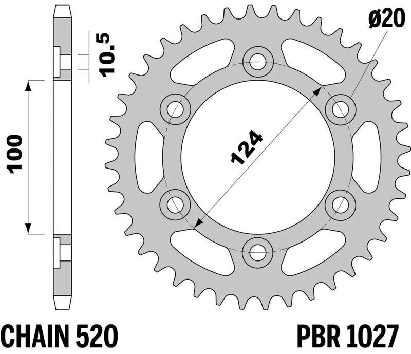 EK kettingkit 520 SRX2 15/46 – 102 schakels, PBR stalen achtertandwiel – art. 3066892