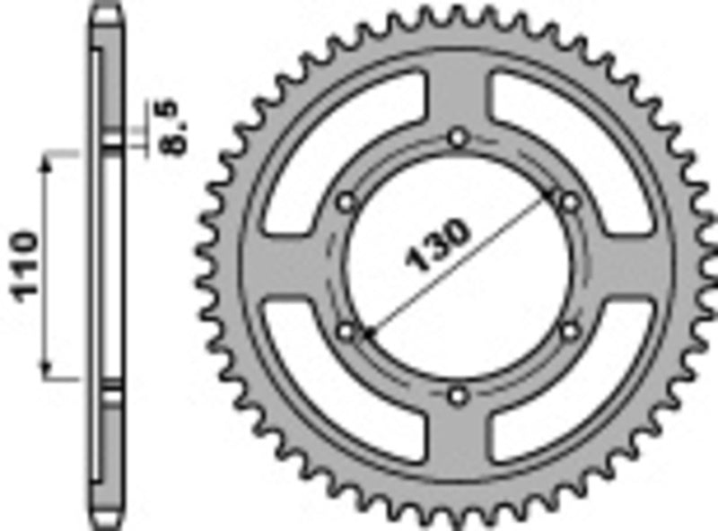 EK kettingkit 428 DEH 16/46 – 140 schakels, PBR stalen achtertandwiel