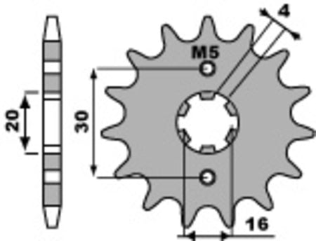 EK kettingkit 428 DEH 14/43 – 118 schakels, PBR stalen achtertandwiel