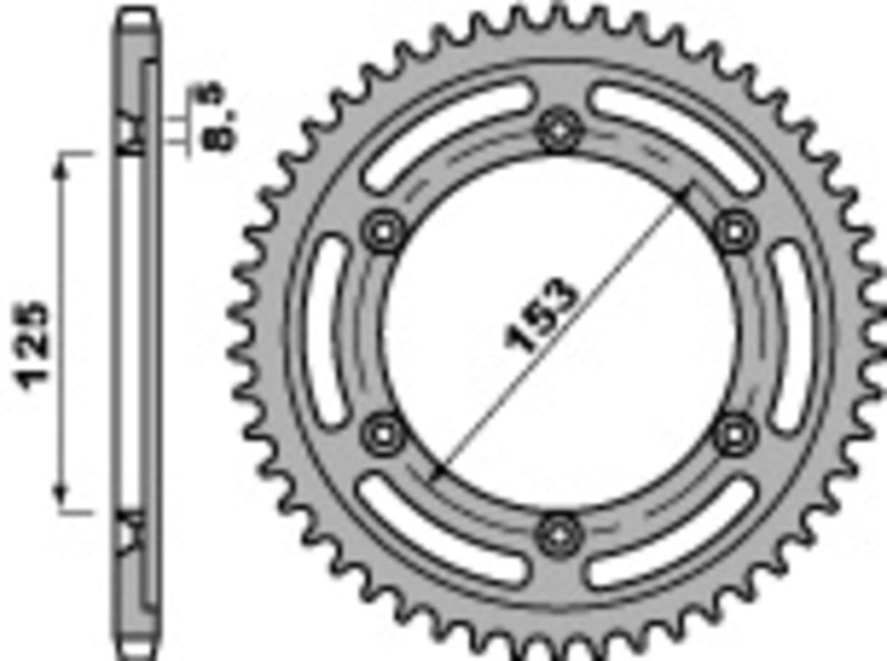 EK kettingkit 428 DEH 17/54 – 132 schakels, PBR stalen achtertandwiel