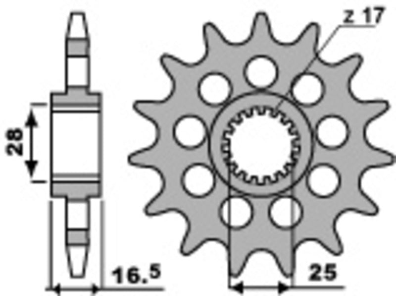 EK kettingkit 525 ZVX3 16/42 – 118 schakels, PBR stalen achtertandwiel – art. 3067026