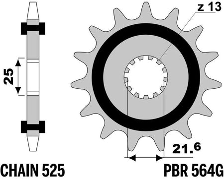 EK kettingkit 525 ZVX3 15/45 – 116 schakels, PBR stalen achtertandwiel – art. 3067080