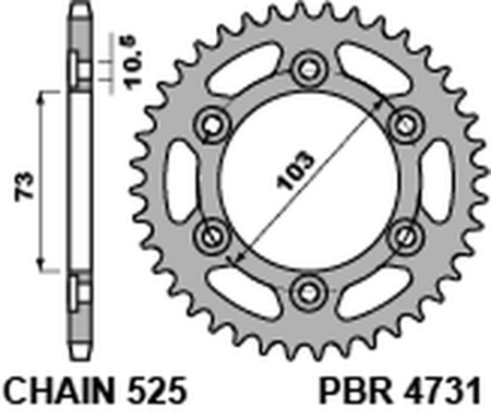EK kettingkit 525 ZVX3 15/49 – 114 schakels, PBR stalen achtertandwiel