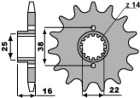 EK kettingkit 525 ZVX3 15/49 – 114 schakels, PBR stalen achtertandwiel
