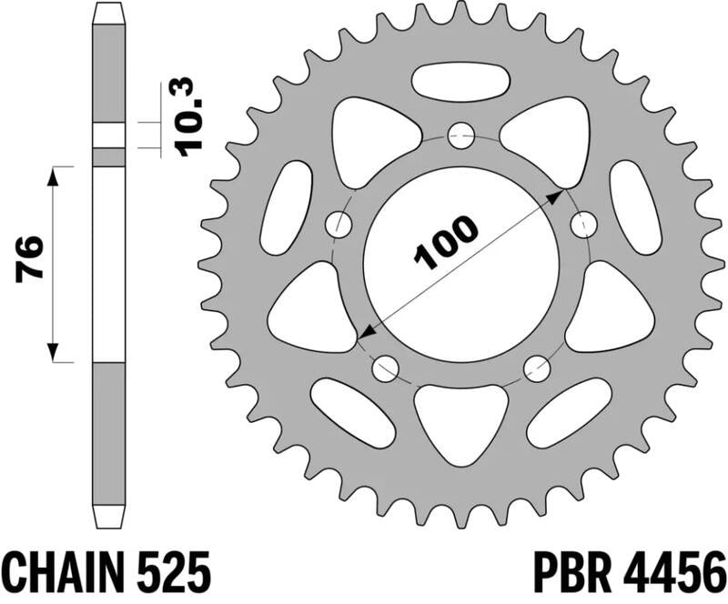 EK kettingkit 525 SRX2 14/44 – 116 schakels, PBR aluminium achtertandwiel – art. 3067415