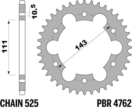 EK kettingkit 525 SRX2 15/38 – 100 schakels, PBR stalen achtertandwiel – art. 3067693