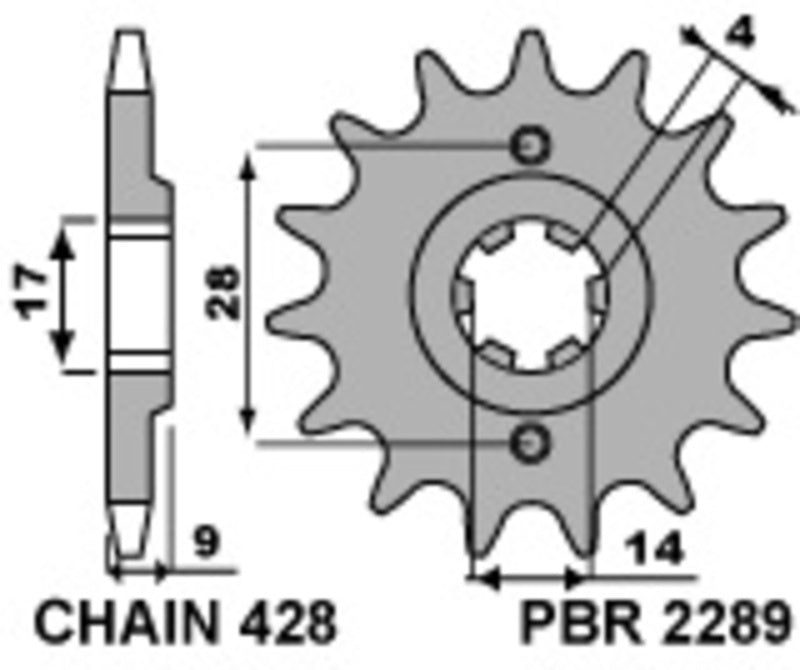 EK kettingkit 428 DEH 13/62 – 138 schakels, PBR stalen achtertandwiel
