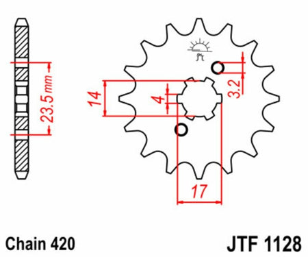 EK kettingkit 420 SH 11/53 – 132 schakels, JT stalen achtertandwiel – art. 3067809