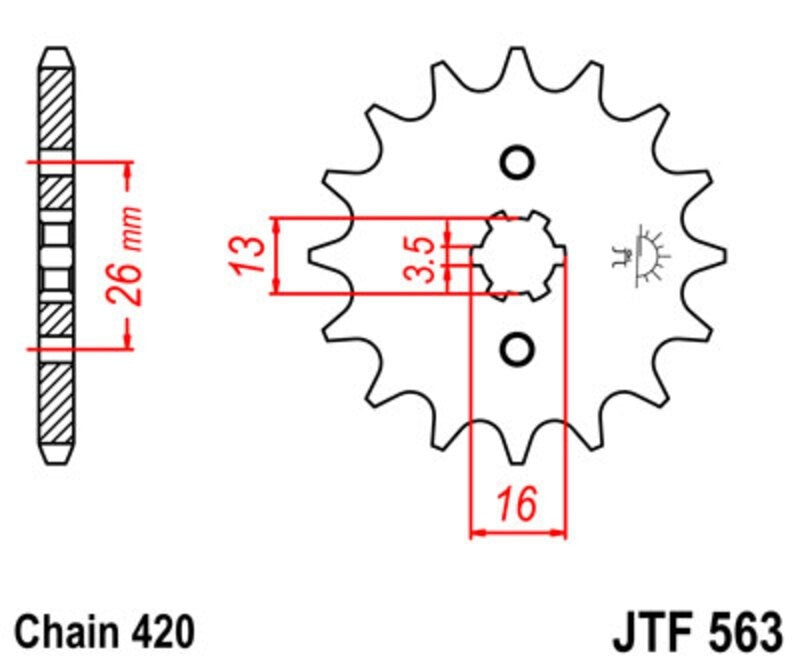 EK kettingkit 420 SH 12/48 – 112 schakels, JT stalen achtertandwiel