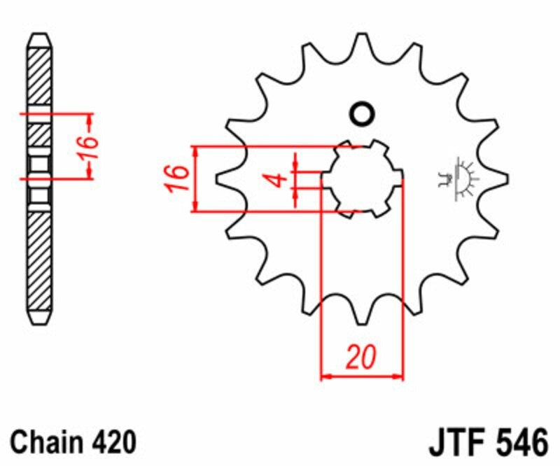 EK kettingkit 420 SH 13/48 – 120 schakels, JT stalen achtertandwiel