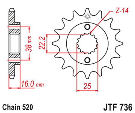 EK kettingkit 520 SRX2 15/40 – 96 schakels, JT stalen achtertandwiel