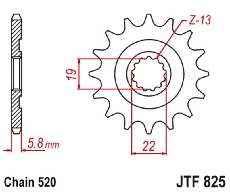 EK kettingkit 520 SRX2 13/50 – 116 schakels, JT stalen achtertandwiel