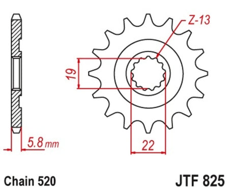 EK kettingkit 520 SRX2 13/50 – 116 schakels, JT stalen achtertandwiel