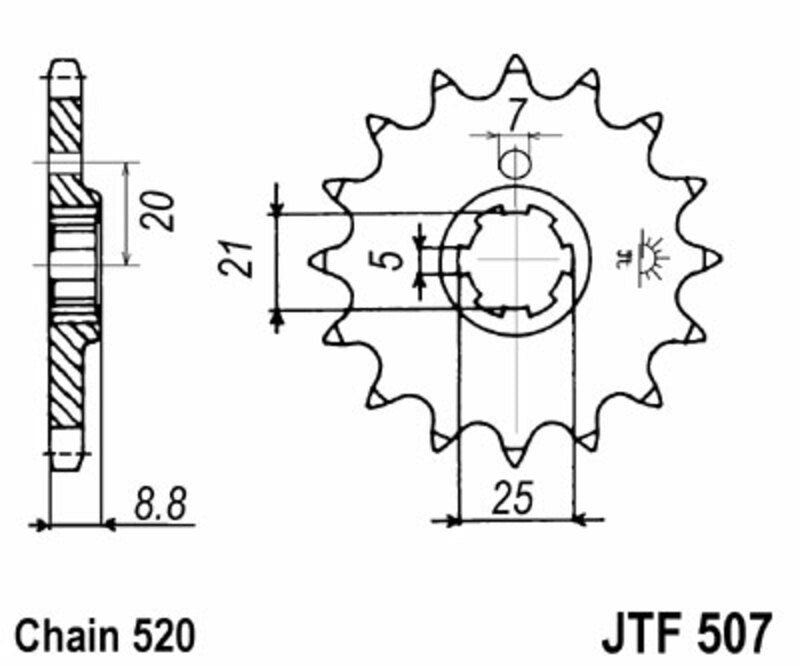 EK kettingkit 520 SRX2 14/48 – 114 schakels, JT stalen achtertandwiel – art. 3067879