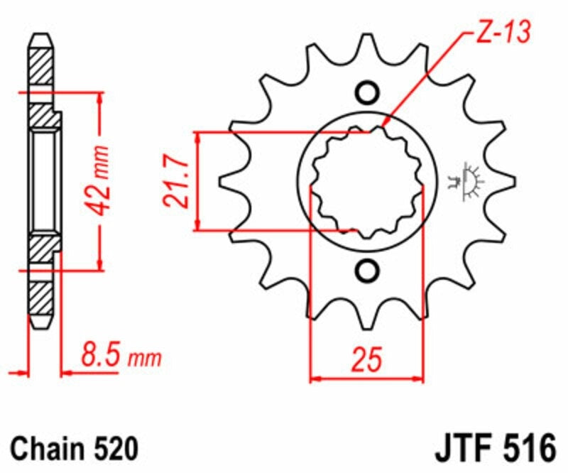 EK kettingkit 520 SRX2 14/43 – 106 schakels, JT stalen achtertandwiel