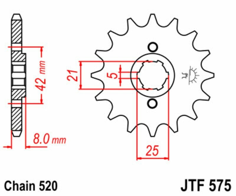 EK kettingkit 520 SRX2 15/45 – 98 schakels, JT stalen achtertandwiel