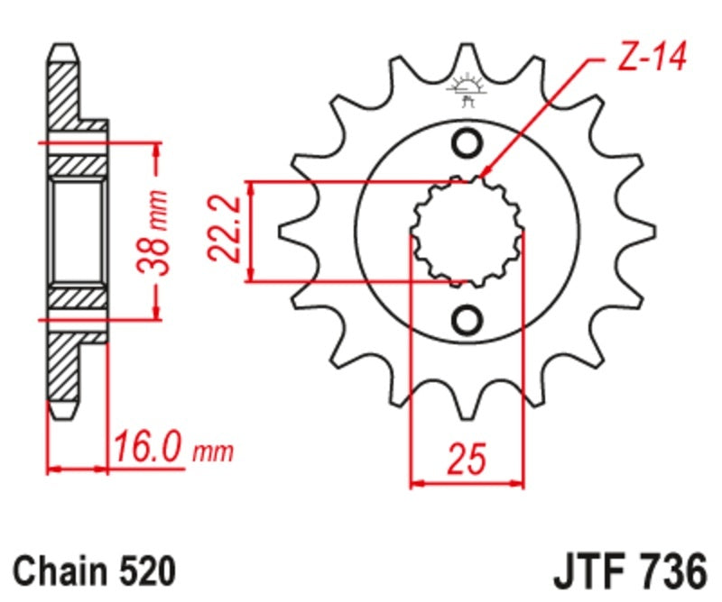 EK kettingkit 520 ZVX3 15/45 – 108 schakels, JT stalen achtertandwiel – art. 3067922