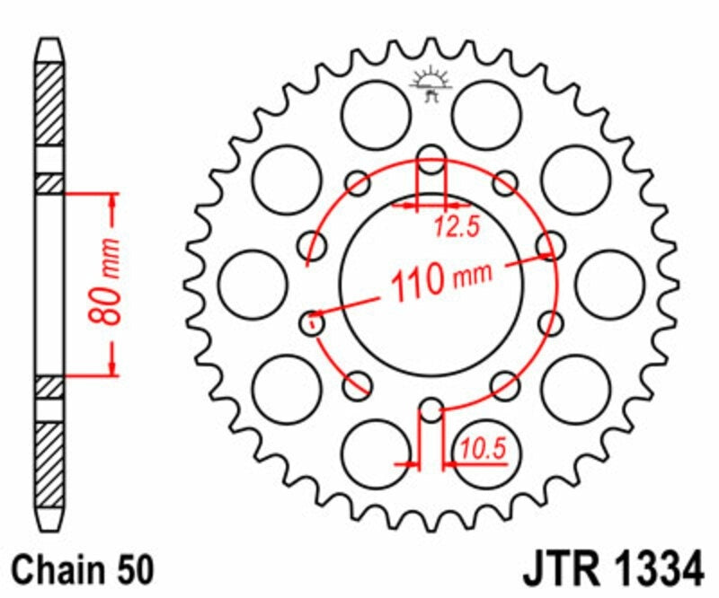 EK kettingkit 530 SRX2 18/46 – 108 schakels, JT stalen achtertandwiel