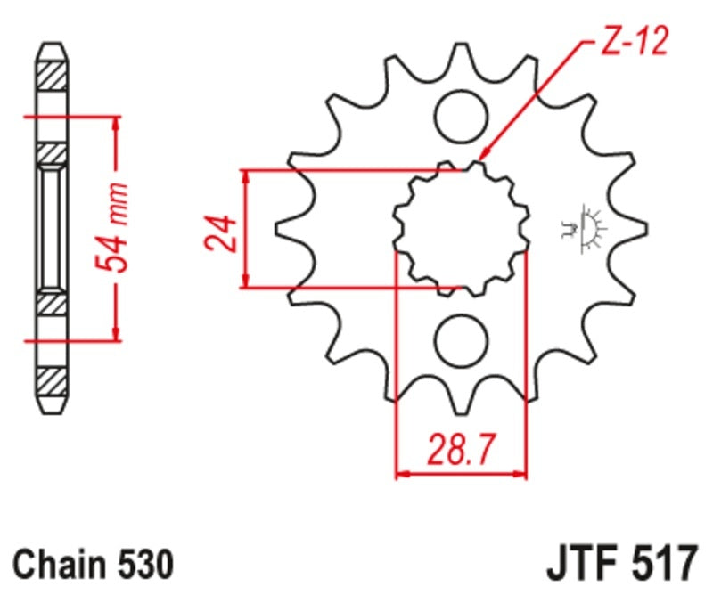 EK kettingkit 530 SRX2 17/48 – 112 schakels, JT stalen achtertandwiel