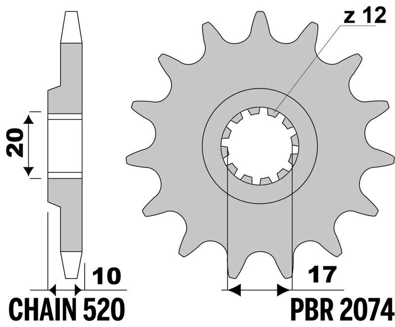EK kettingkit 520 M3 13/48 – 112 schakels, PBR aluminium achtertandwiel – art. 3068055
