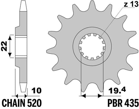 EK kettingkit 520 M3 13/49 – 116 schakels, PBR stalen achtertandwiel – art. 3068079