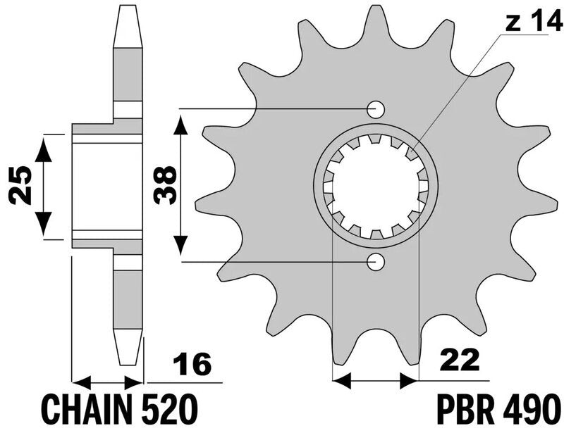 EK kettingkit 520 SRX2 15/40 – 108 schakels, PBR stalen achtertandwiel – art. 3068097