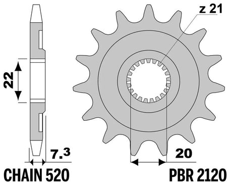 EK kettingkit 520 SRX2 13/49 – 116 schakels, PBR aluminium achtertandwiel – art. 3068121