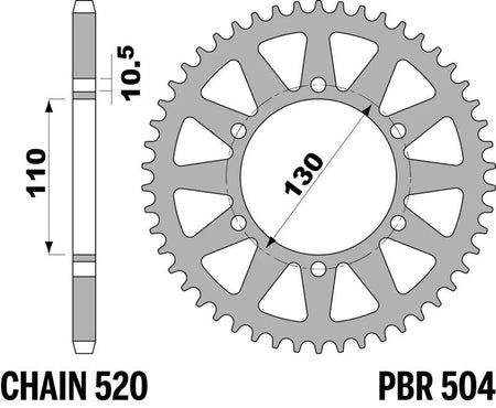 EK kettingkit 520 ZVX3 17/43 – 118 schakels, PBR aluminium achtertandwiel