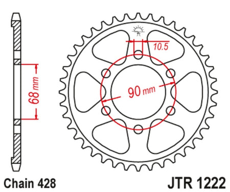 EK kettingkit 428 ZVX 15/47 – 134 schakels, JT stalen achtertandwiel