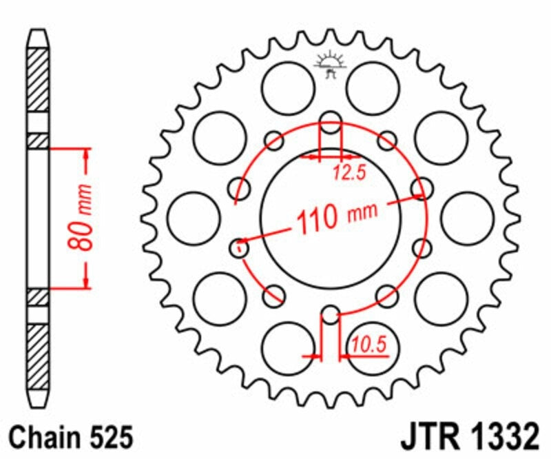 EK kettingkit 525 SRX2 16/45 – 124 schakels, JT stalen achtertandwiel – art. 3068348