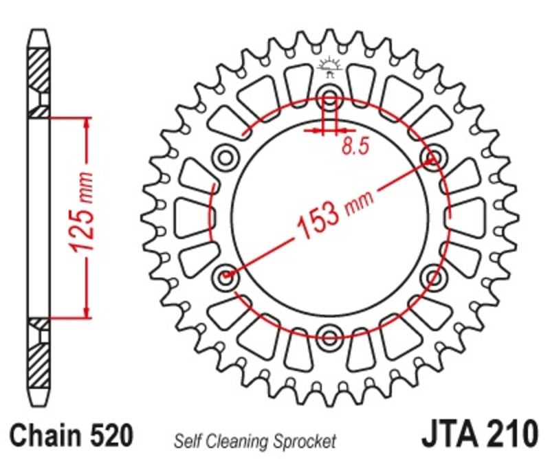 EK kettingkit 520 M3 13/47 – 104 schakels, JT aluminium achtertandwiel