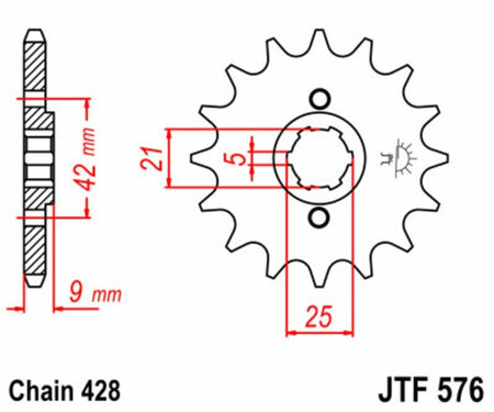 EK kettingkit 428 ZVX 19/52 – 128 schakels, JT stalen achtertandwiel