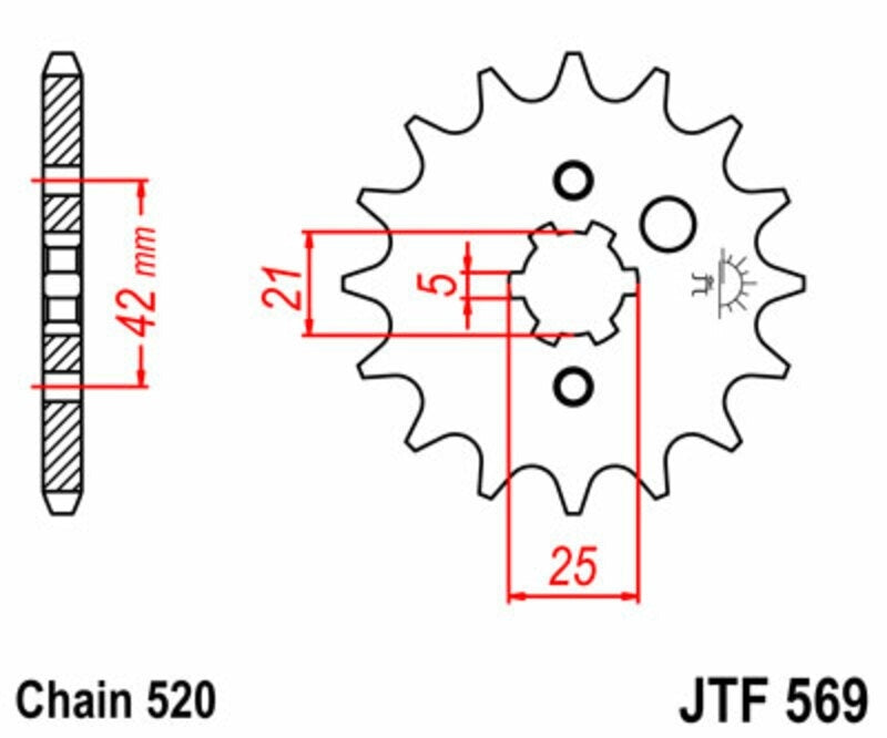 EK kettingkit 520 SRX2 13/38 – 98 schakels, JT stalen achtertandwiel – art. 3068403